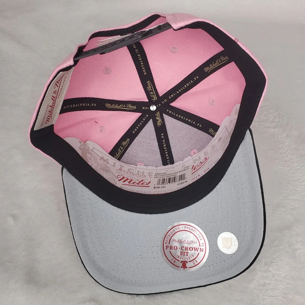Inter Miami CF Mitchell & Ness‎ MLS Pro Fit Snapback Hat Cap Pink Black NWT